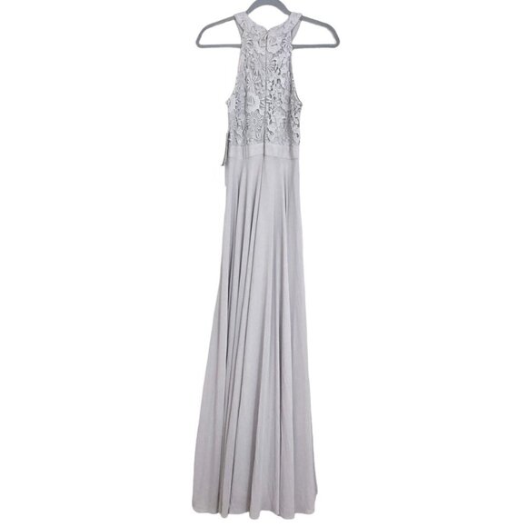 NWT LULUS Love Poem Gray Halter Gown Crocheted Lace Bodice - Picture 10 of 11